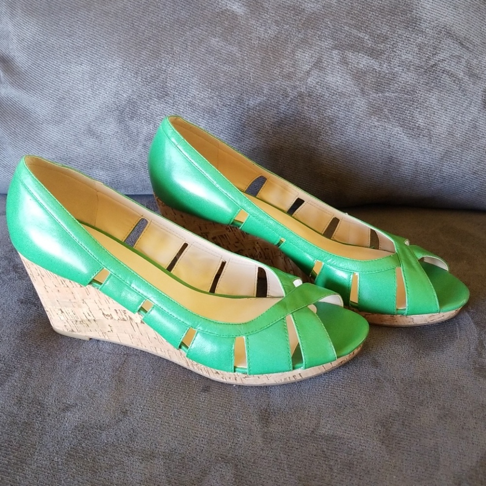 Nine West Jumbalia green wedges Size 11 M